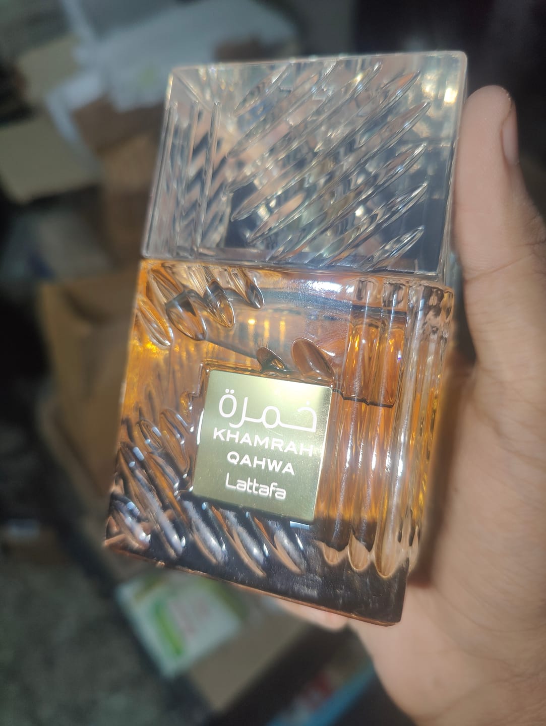 Customer photo review of Lattafa Khamrah Qahwa Eau De Parfum For Unisex