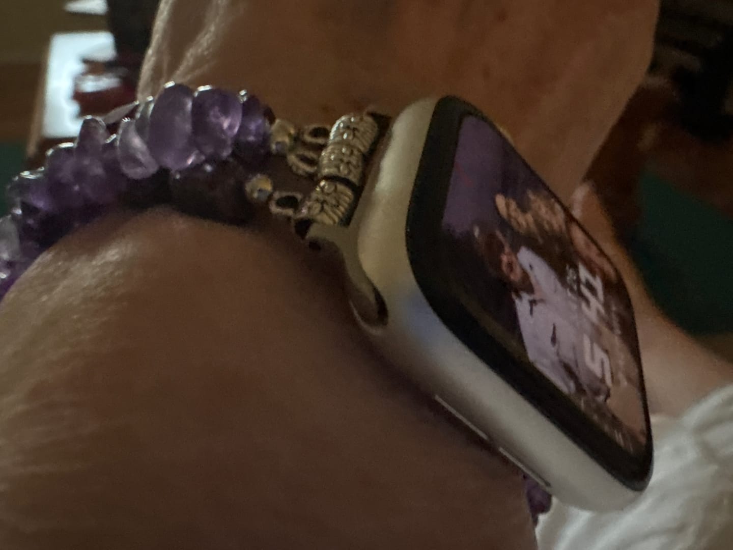 Customer photo review of Royal Amethyst Stretch Apple Watch Strap
