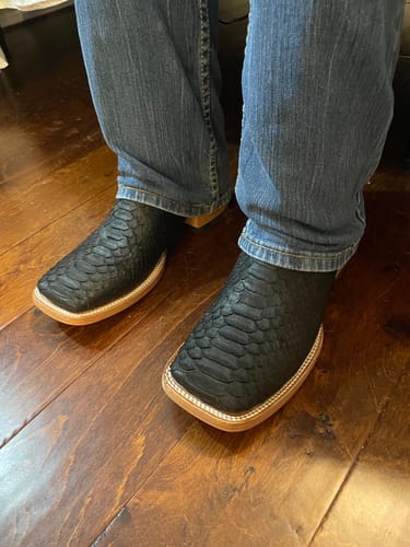 Customer photo review of Matte Black Python Boots