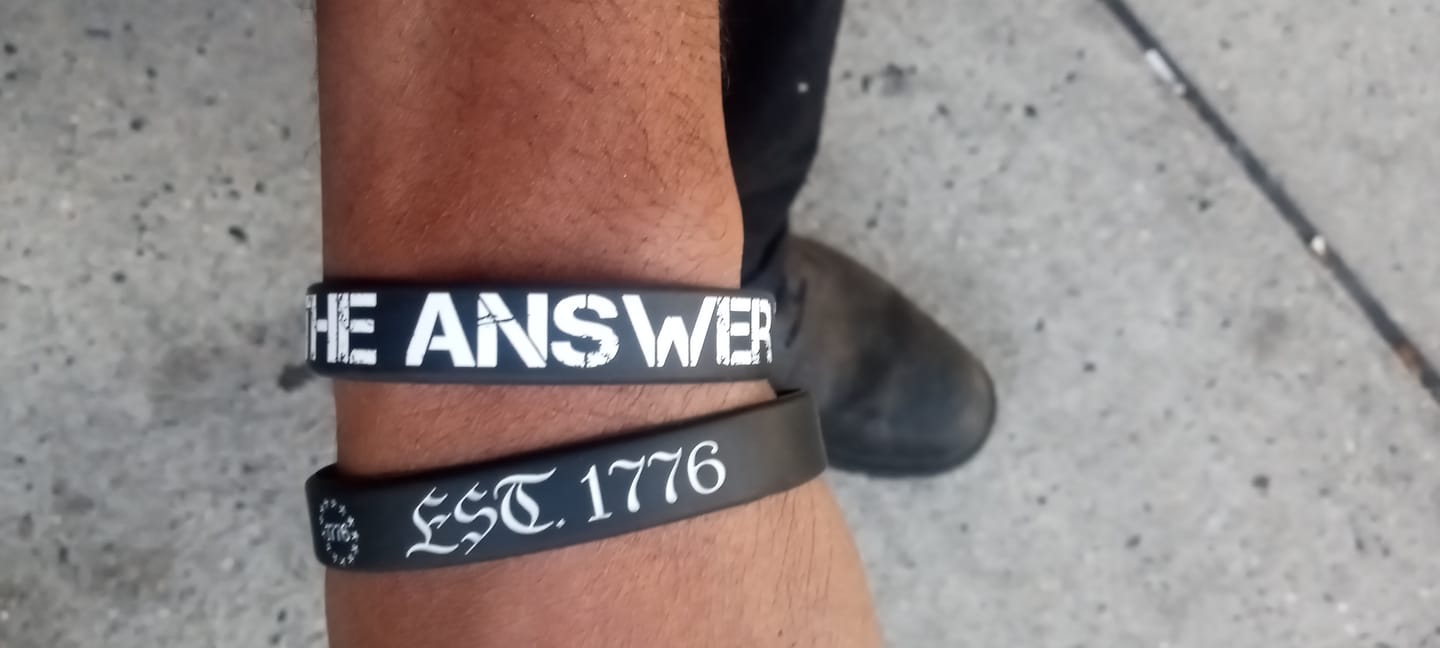 Customer photo review of The Answer to 1984 Wristband