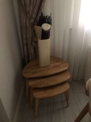 Customer photo review of Zigon Sehpa 3'lü Set - Masif Ahşap Meşe Ağacı (Ercol Style)