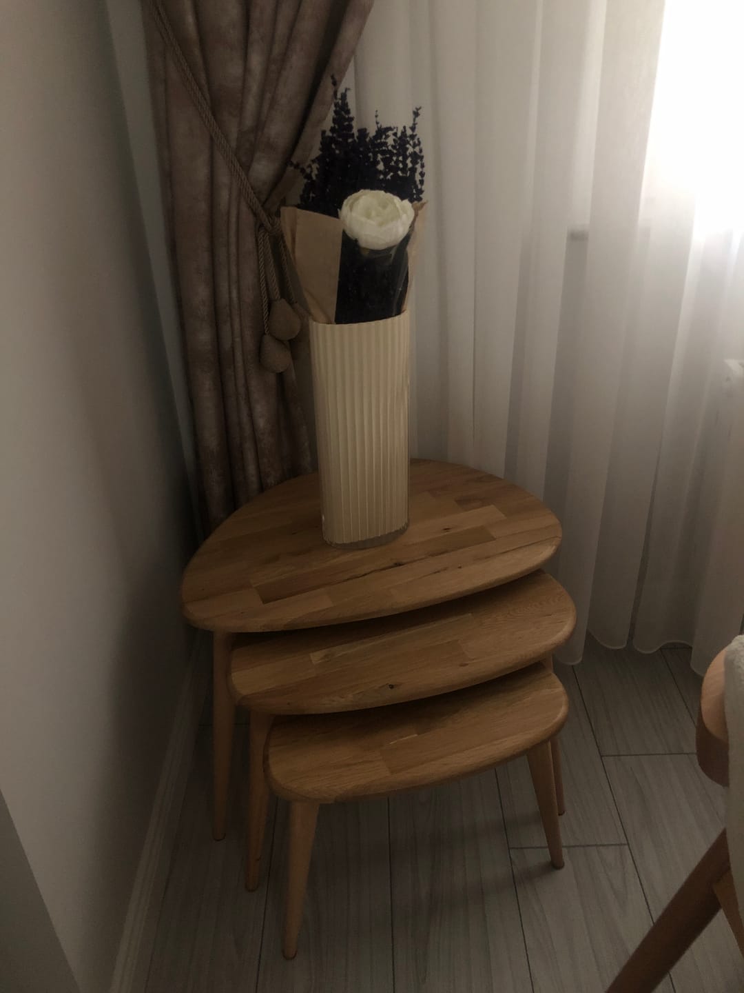 Customer photo review of Zigon Sehpa 3'lü Set - Masif Ahşap Meşe Ağacı (Ercol Style)