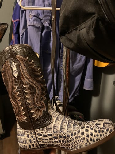 Customer photo review of Men’s Bone Caimán Leather Boots—Square Toe