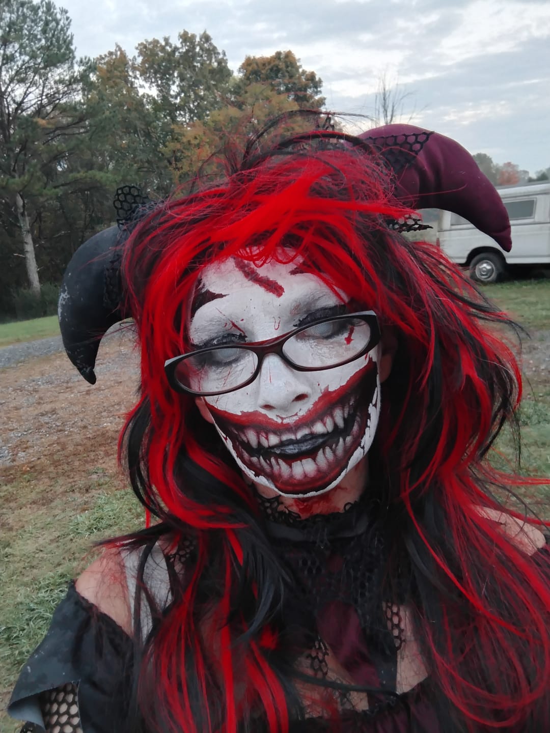 Customer photo review of Halloween White Mesh Coloured Contact Lenses
