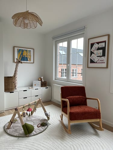 Customer photo review of Rocking chair en bois massif et tissu terracotta