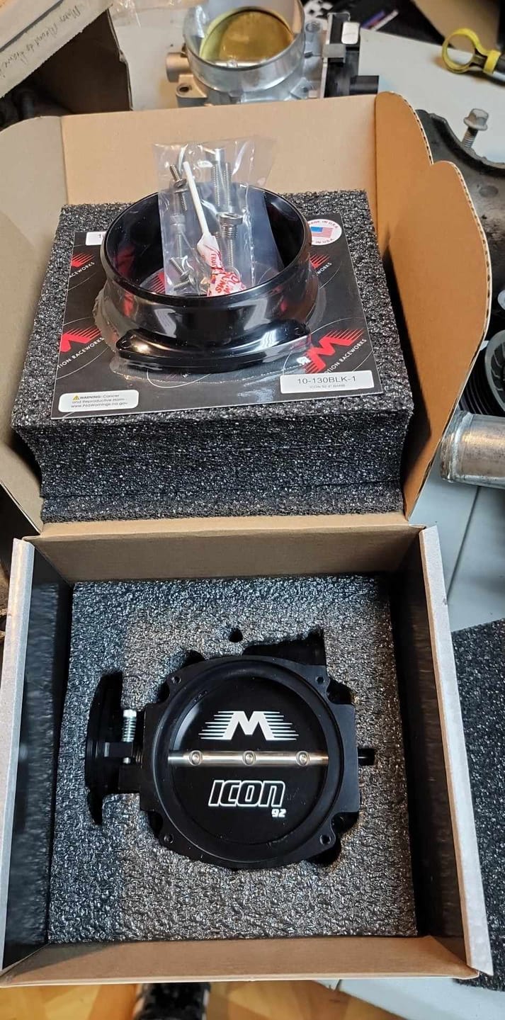 Customer photo review of ICON 92/95mm Cable Drive Throttle Body (Black) w/ Interchangeable Connection