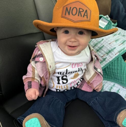 Customer photo review of Personalized Leather Cowboy Hat