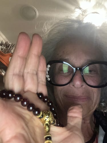 Customer photo review of Natural Garnet Mala of Spiritual Renewal