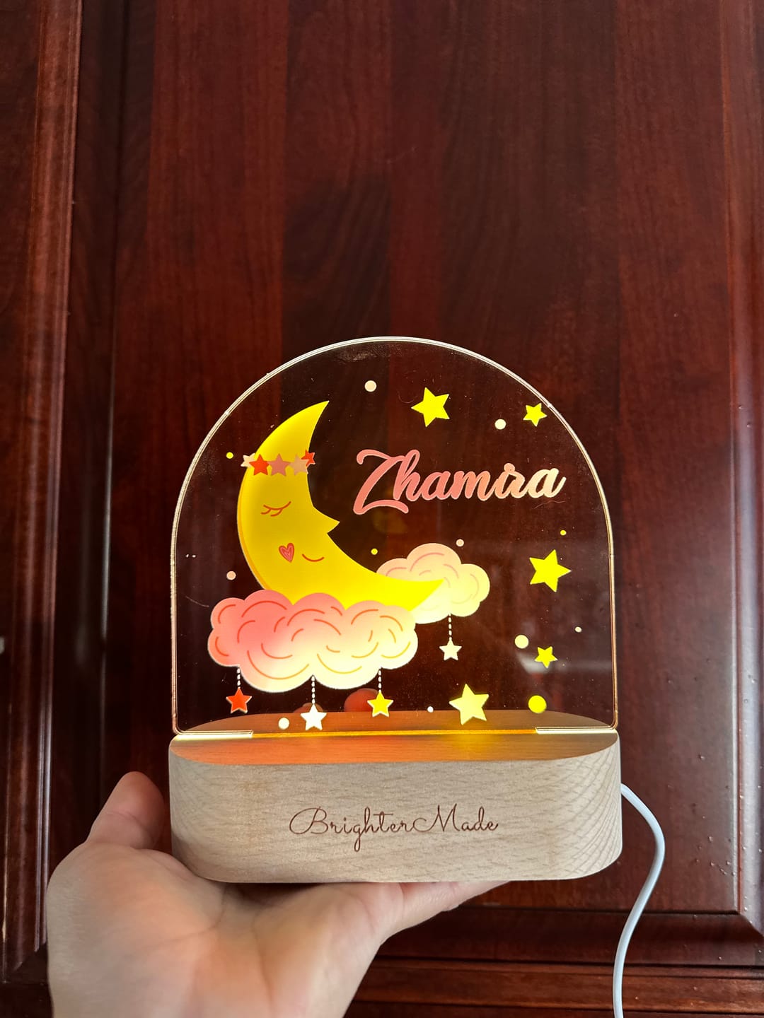 Customer photo review of Moon & Stars - Personalized Night Light