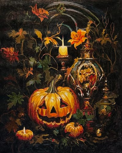 Customer photo review of Halloween's Spirit - Jack O'Lantern Painting by Numbers