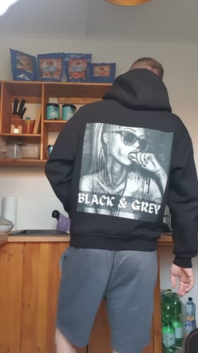Customer photo review of Black & Grey - Heavy Oversized Backprint Hoodie