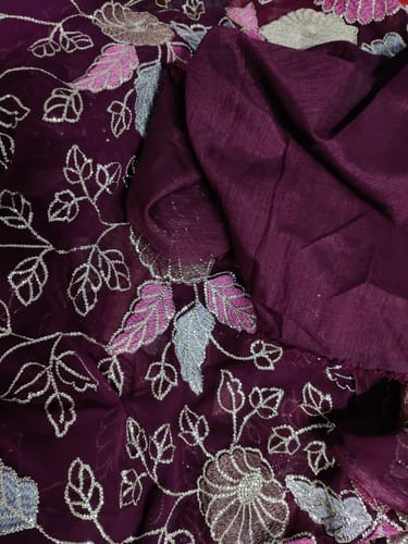 Customer photo review of Wine Floral Sequins Embroidered Georgette Saree