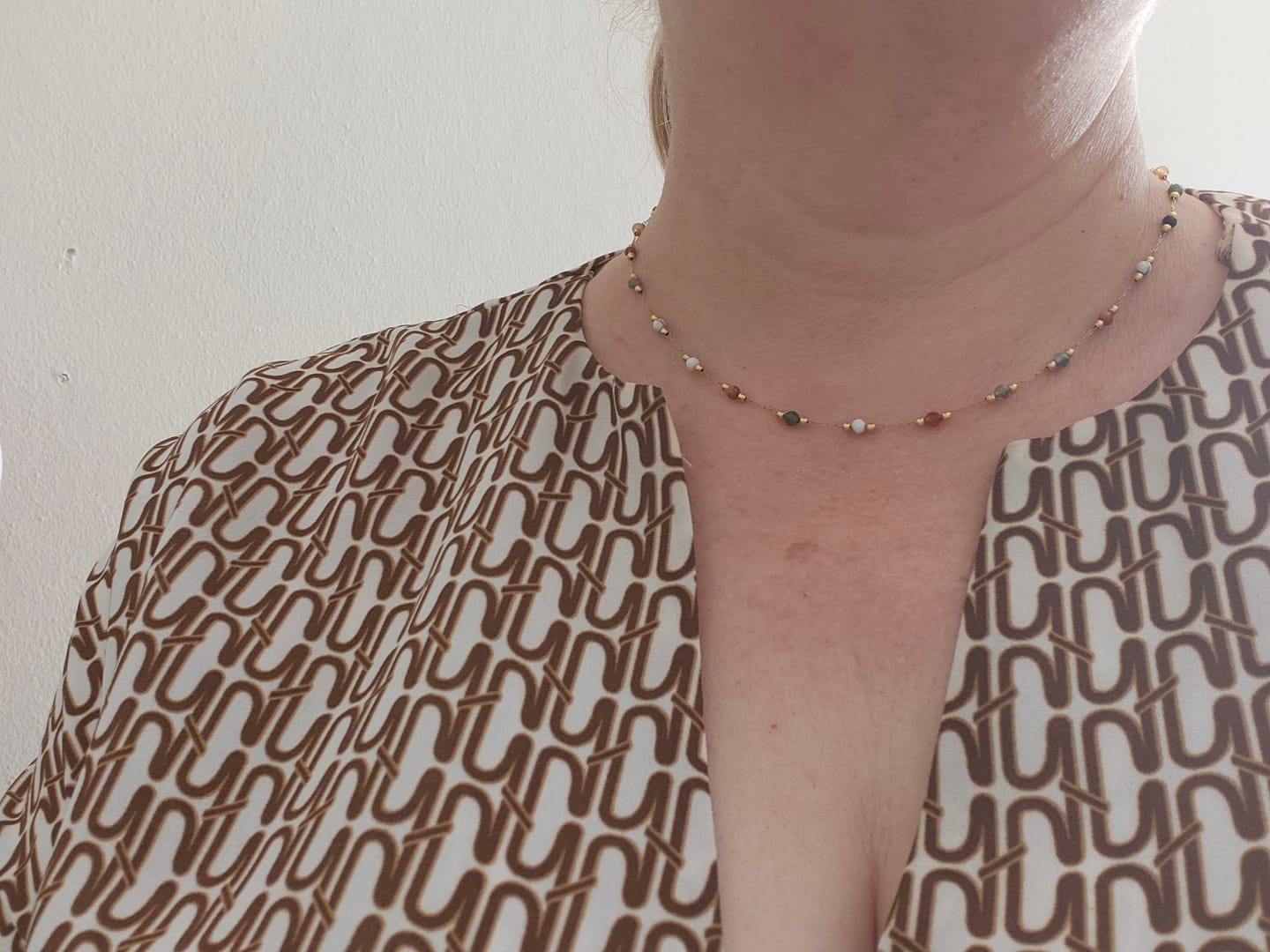 Customer photo review of Lulu Beaded Stone Necklace