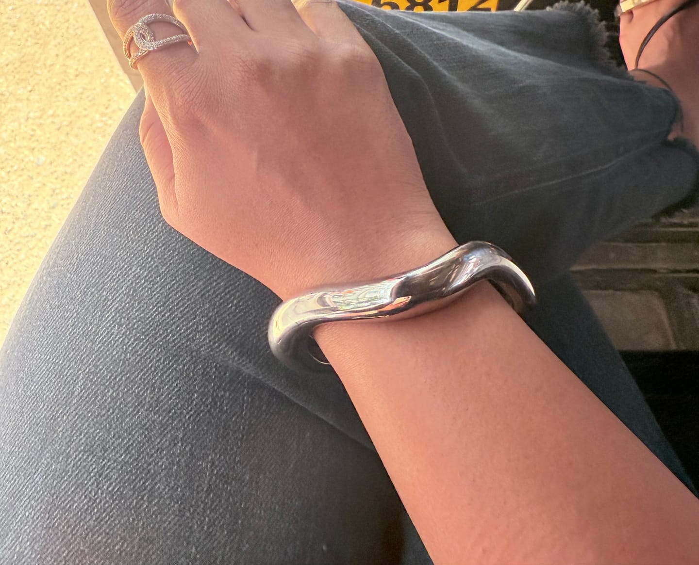 Customer photo review of Curved Chic Silver Bracelet
