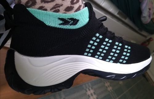 Customer photo review of Ortho Stretch Cushion Shoes - Black Sky Blue