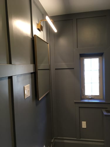 Customer photo review of 1-Light Brass Linear LED Vanity Light