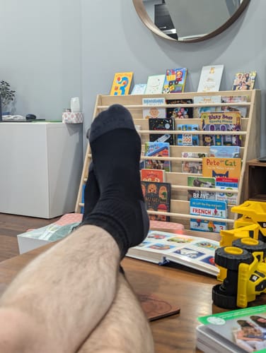 Customer photo review of J.B. Field's Athletic "Bamboo Sport Crew" Socks