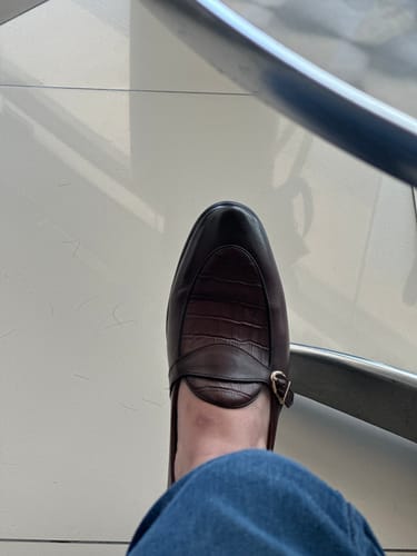 Customer photo review of Belgian Croco Single Strap - Coffee (Hand Painted Patina)