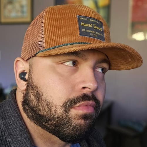 Customer photo review of Big Flat Bill Structured Mesh Hat