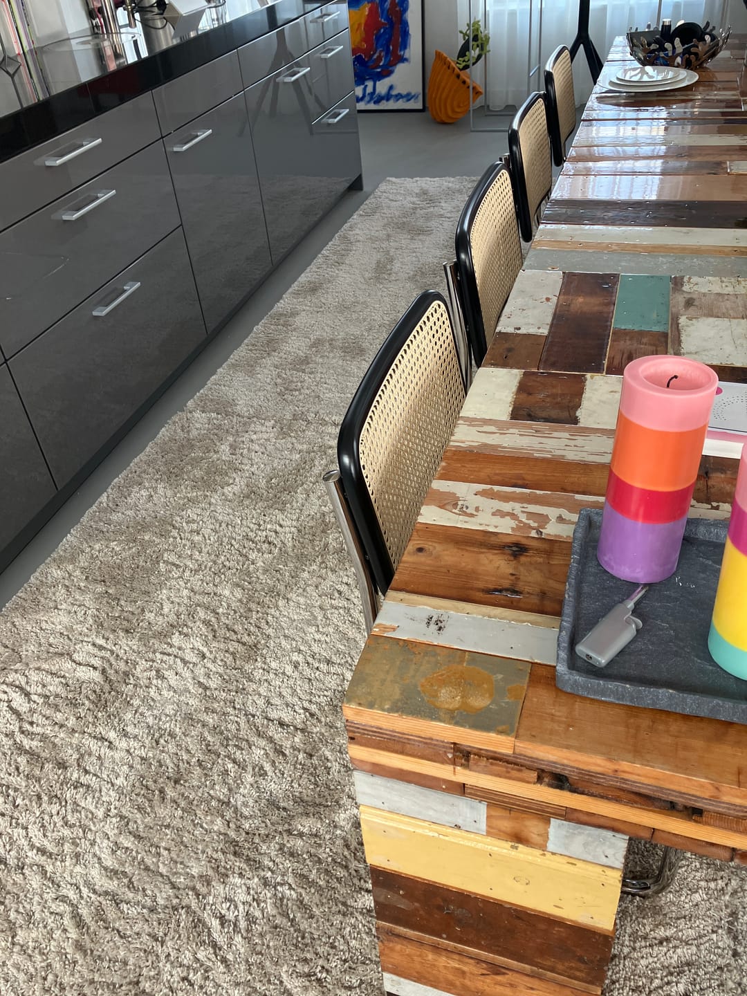 Customer photo review of Workliving Bas Eetkamerstoel - Rotan Design Zwart / Chroom