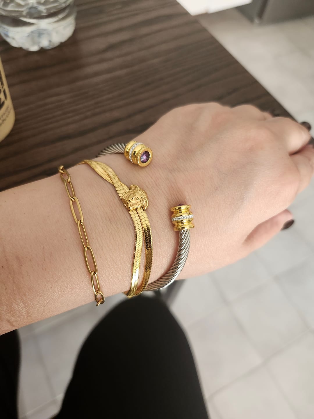 Customer photo review of Paperclip Gold Bracelet