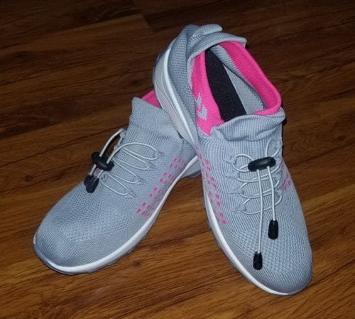 Customer photo review of Ortho Stretch Cushion Shoes - Gray Pink