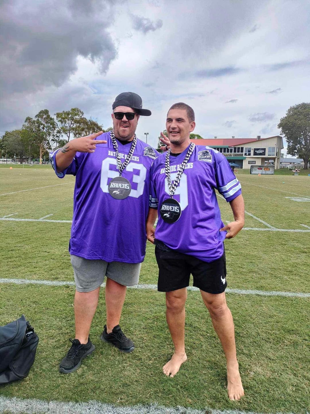 Customer photo review of Custom Purple White-Silver Classic Style Mesh Authentic Football Jersey