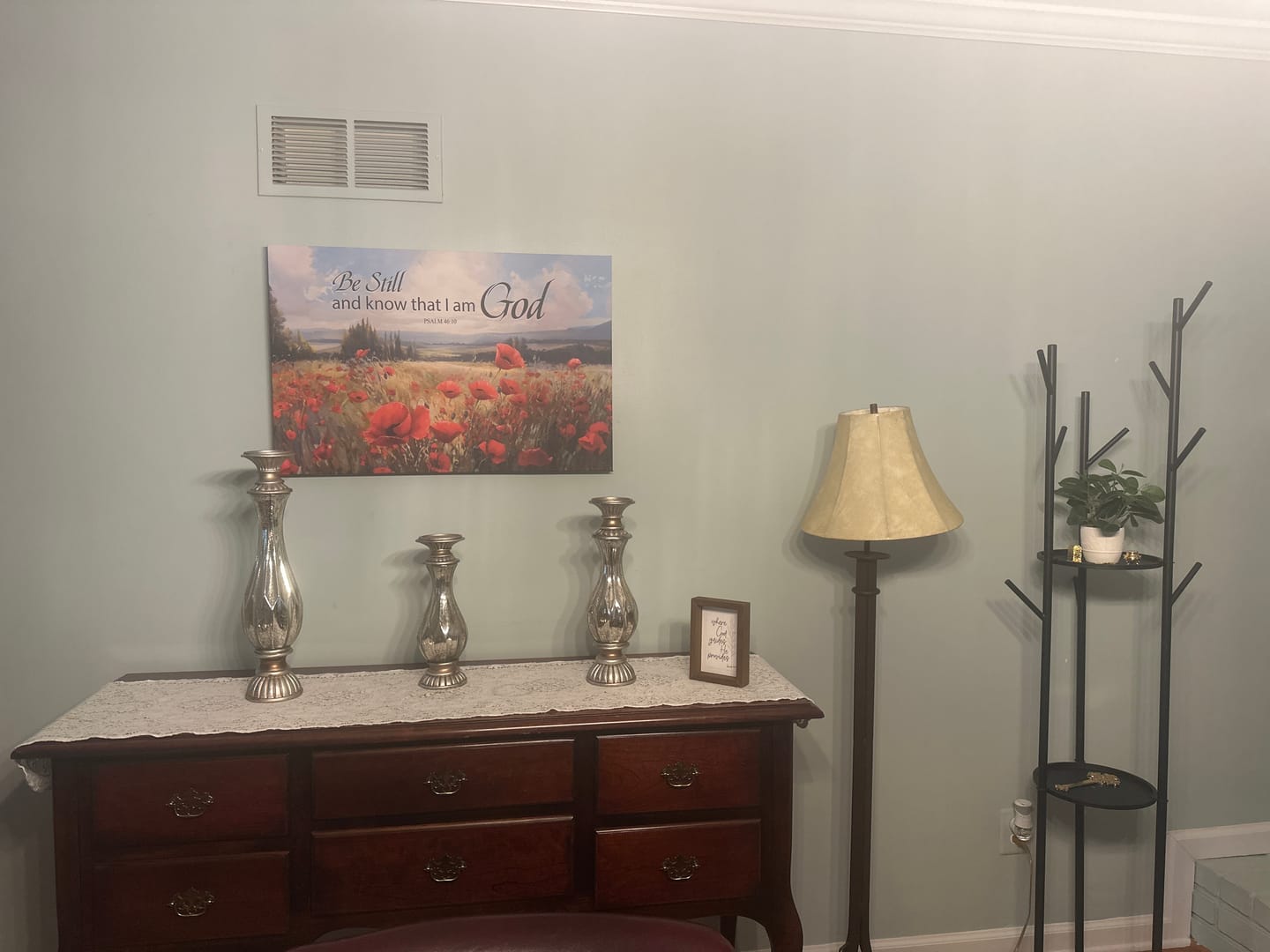 Customer photo review of Be Still And Know That I Am God Psalm 46:10, Poppy Field, Wall Art Canvas
