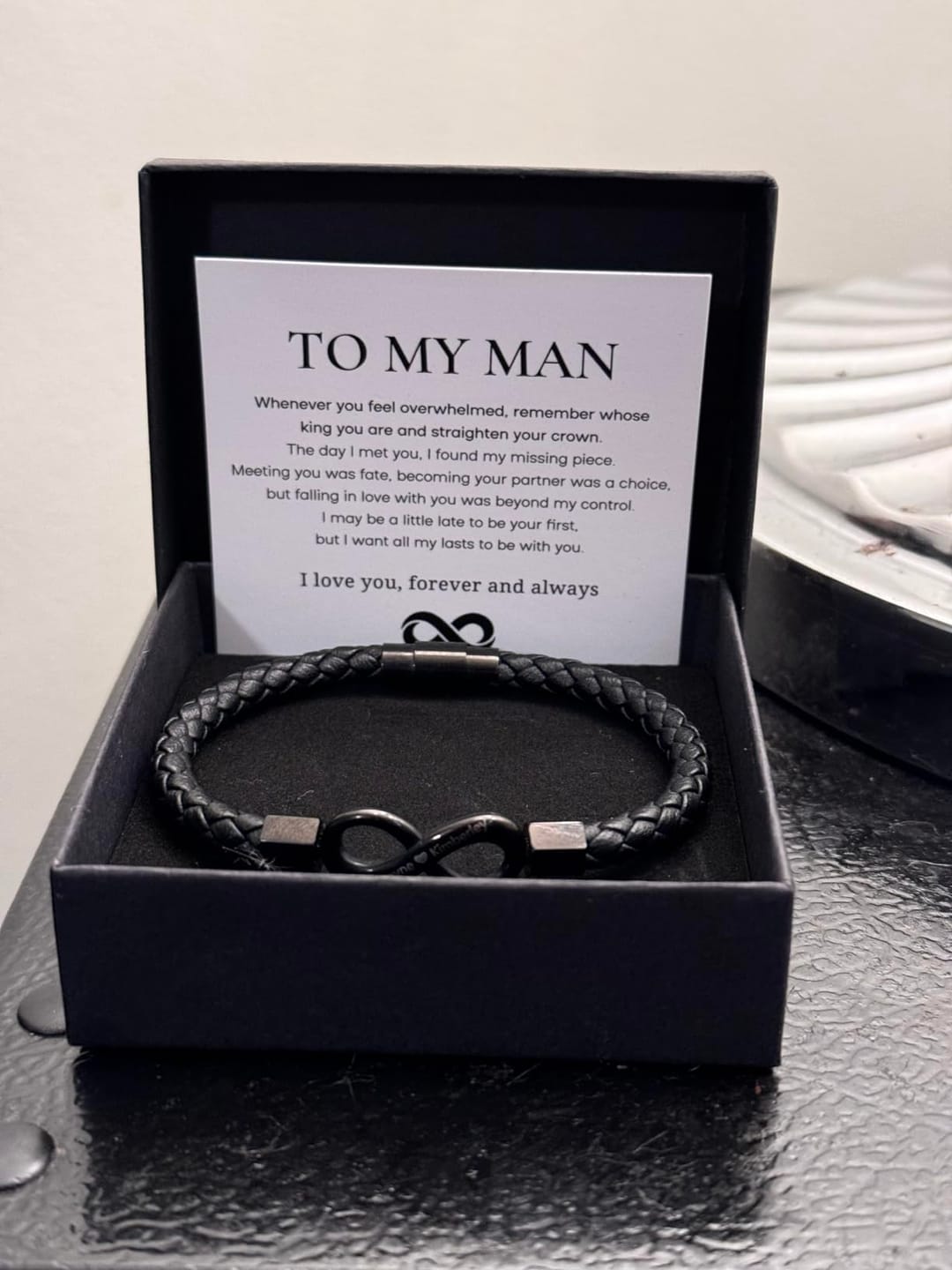 Customer photo review of "To My Man" Infinity Personalized Bracelet
