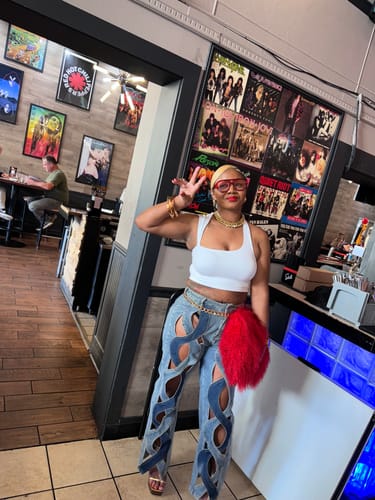 Customer photo review of Got Me Twisted Jeans