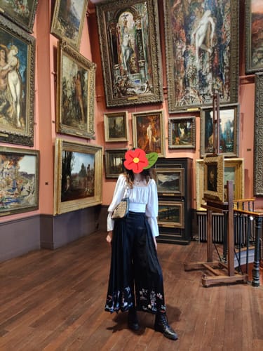 Customer photo review of Yimeng Huayu 遗梦花语 A Flower's Language Modernized Ming Mamian Wide Legged Trousers & Drape Top Set