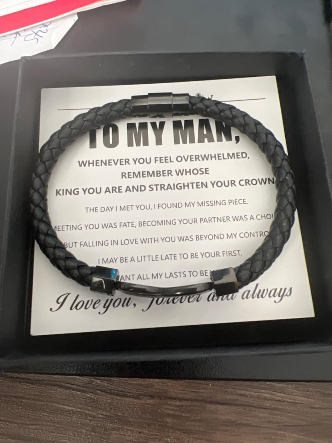 Customer photo review of "To My Man" Infinity Personalized Bracelet