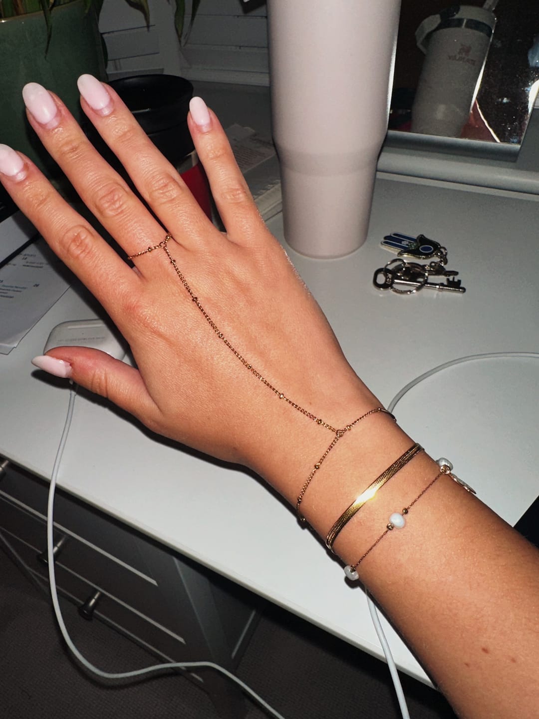 Customer photo review of 18K Gold Hand Chain Bracelet