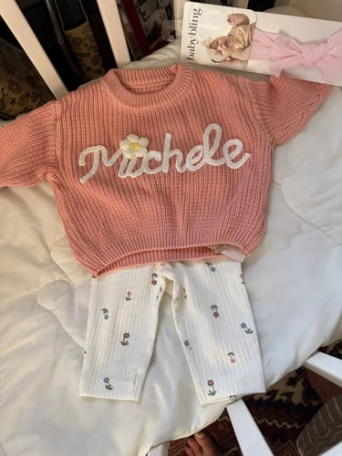 Customer photo review of Hand Knitted Personalized Sweater