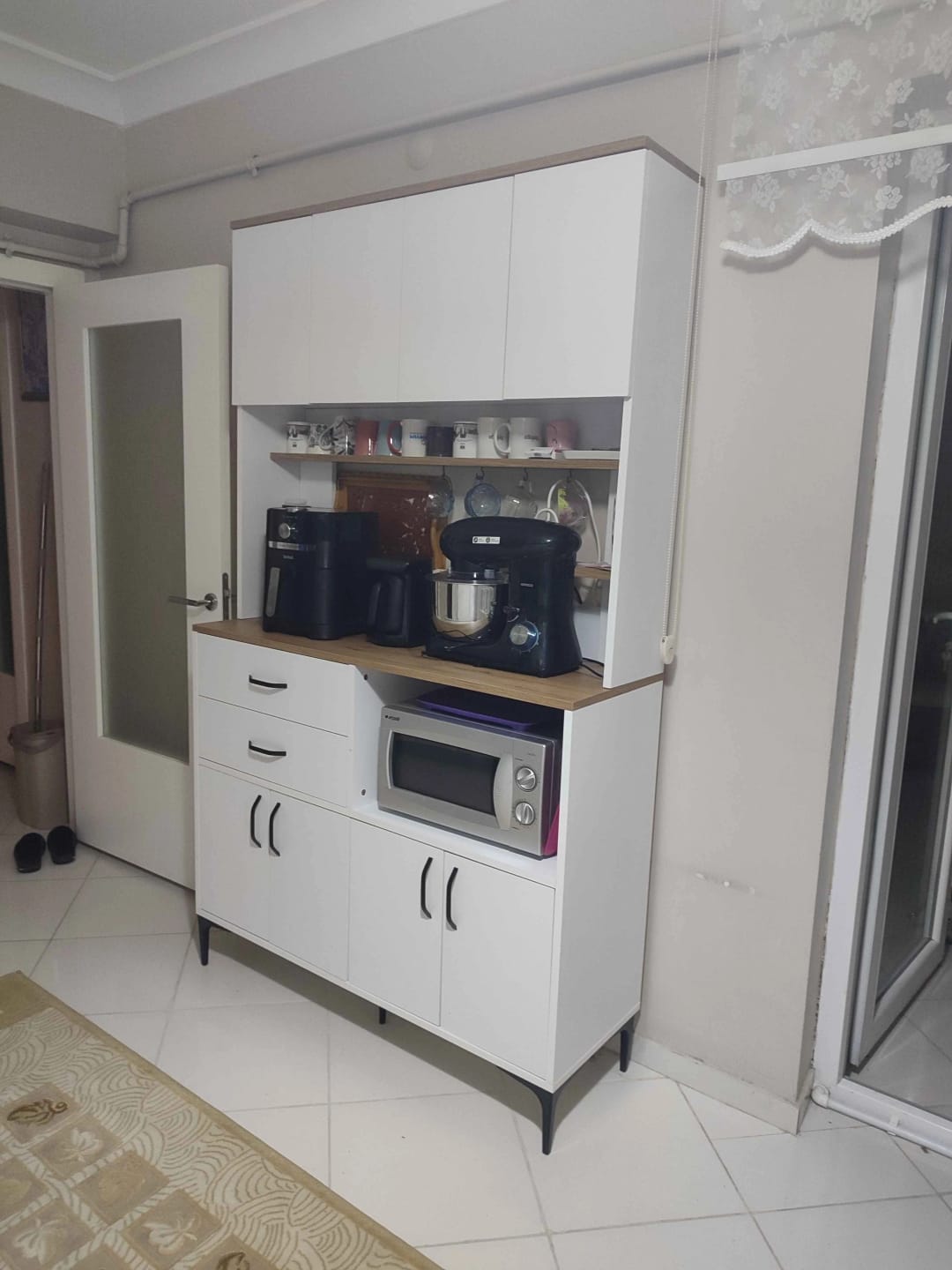 Customer photo review of Rani JE179 Çok Amaçlı Dolap 8 Kapaklı 2 Çekmeceli Kiler Mutfak Dolabı Beyaz - Sepet Ceviz