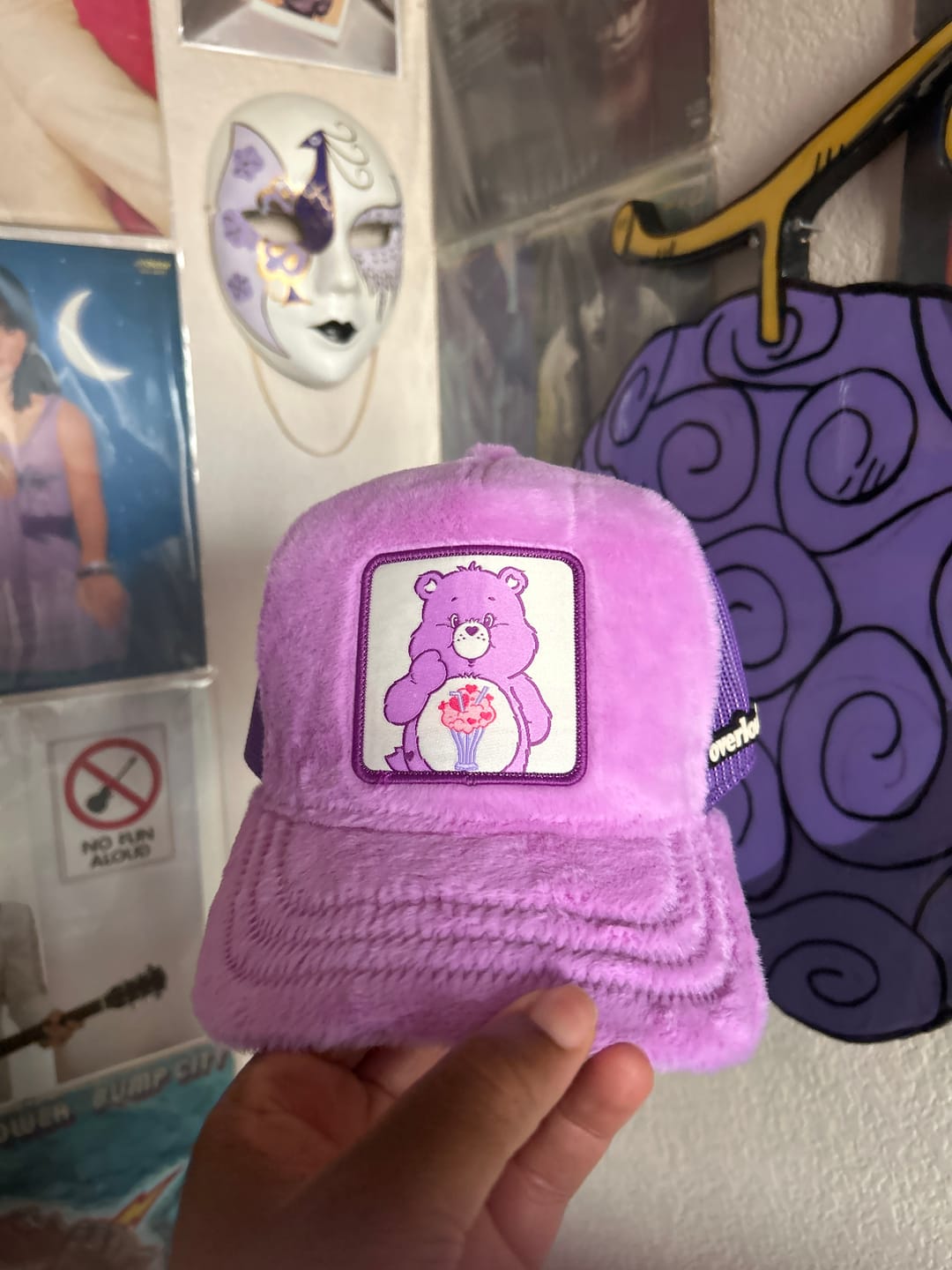 Customer photo review of OVERLORD X Care Bears:  Share Bear Trucker Cap