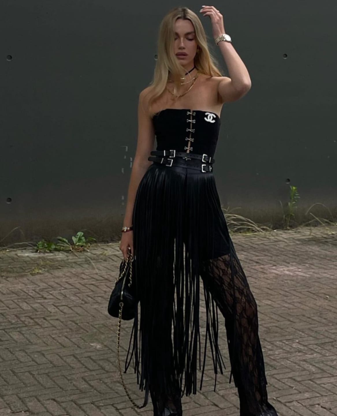 Customer photo review of Leather Fringe Skirt ARGO