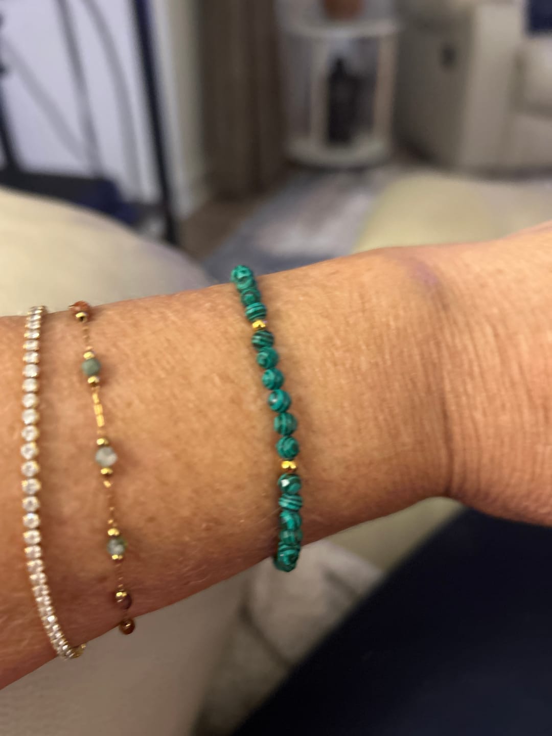 Customer photo review of Emerald Green Beaded Bracelet