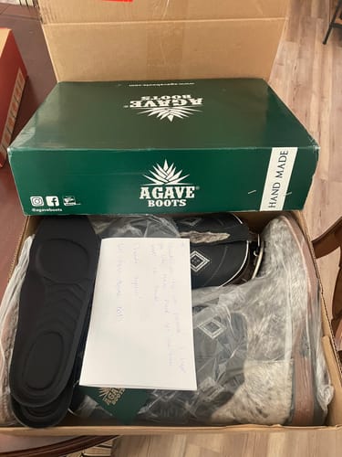 Customer photo review of COWHIDE BLACK AZTEC  | MEN SQUARE TOE WESTERN COWBOY BOOTS