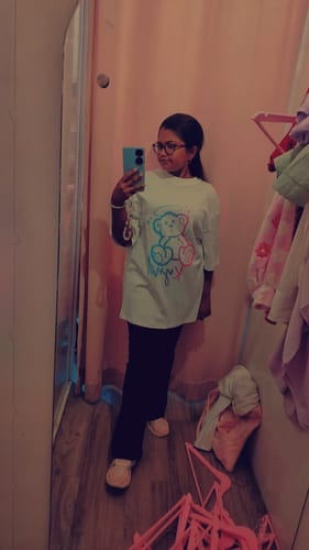 Customer photo review of Galactic Bear Oversize Unisex Tee