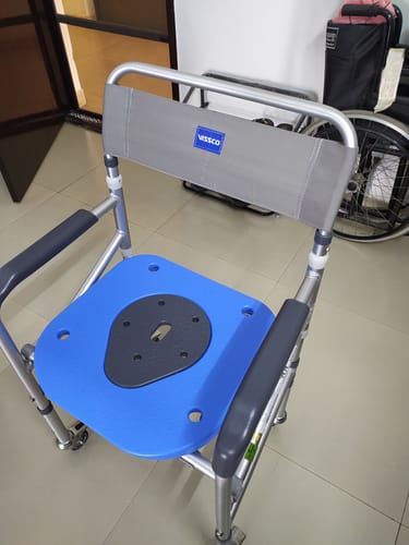 Customer photo review of Comfort 3 in 1 Foldable Commode Shower Chair | Bath Aid with Washable Backrest - Without Castor (Grey)