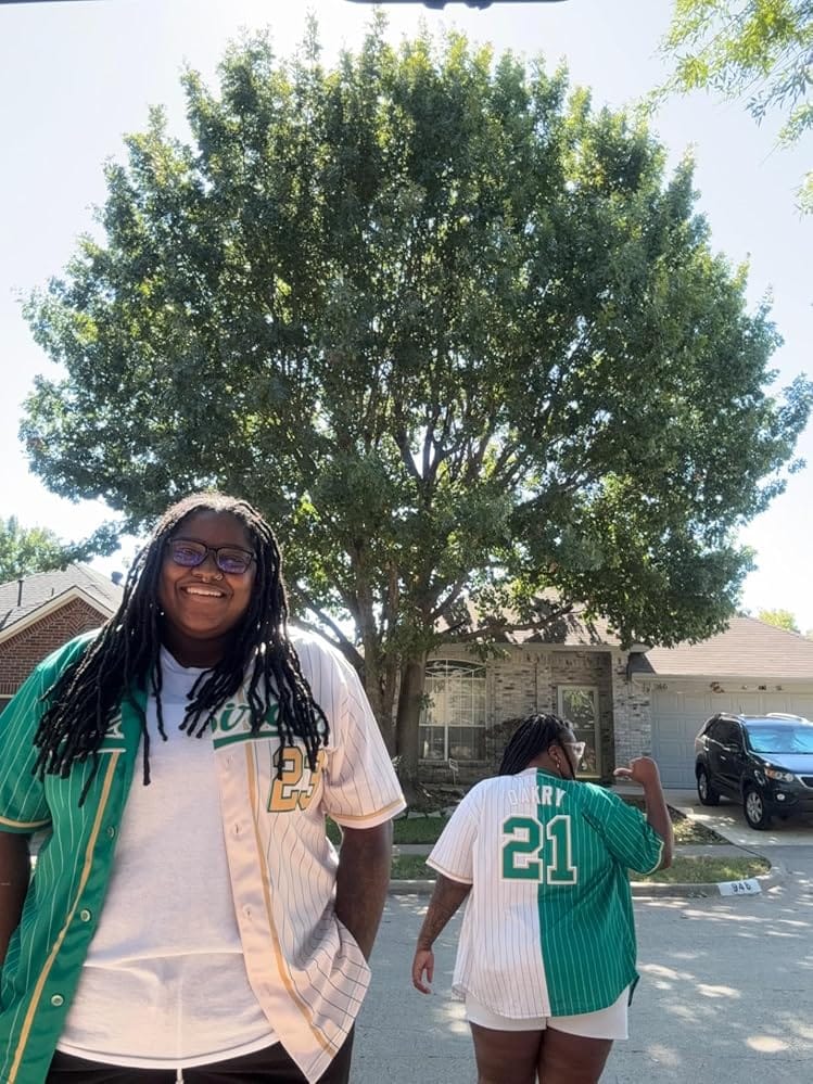 Customer photo review of Custom White Kelly Green Two Tone Striped Fashion Authentic Baseball Jersey