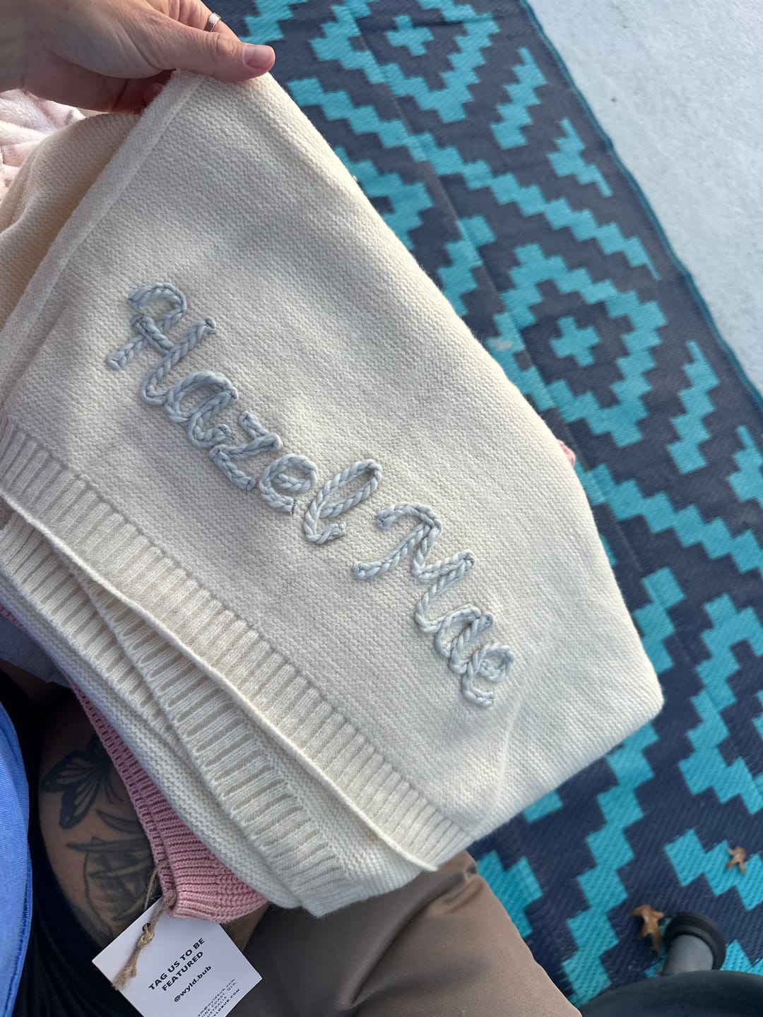 Customer photo review of Hand Knitted Personlized Blanket
