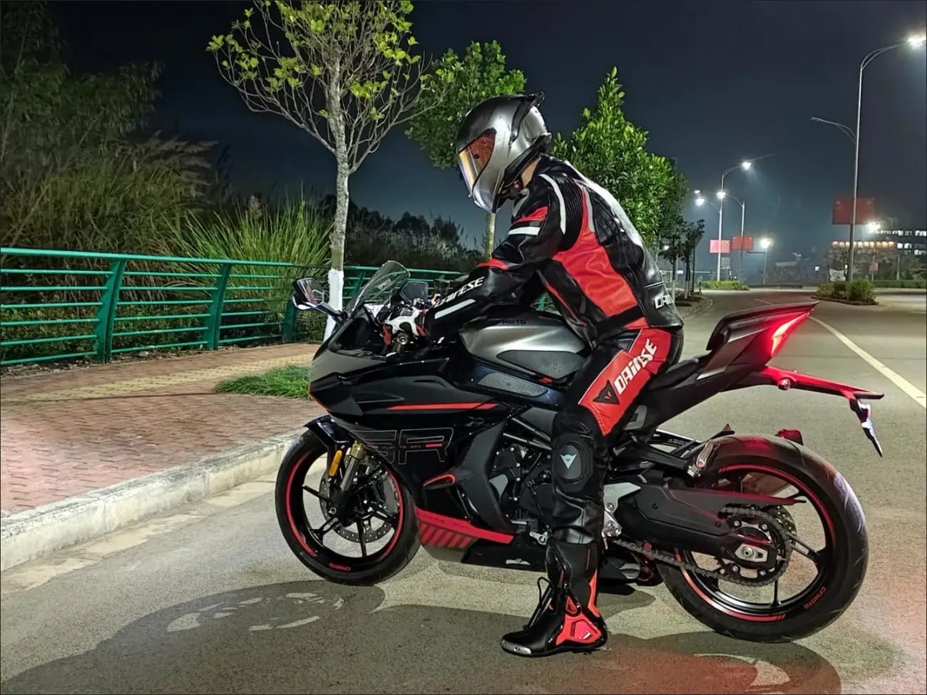 Customer photo review of Allgoal Motorcycle Riding Boots Black/Red