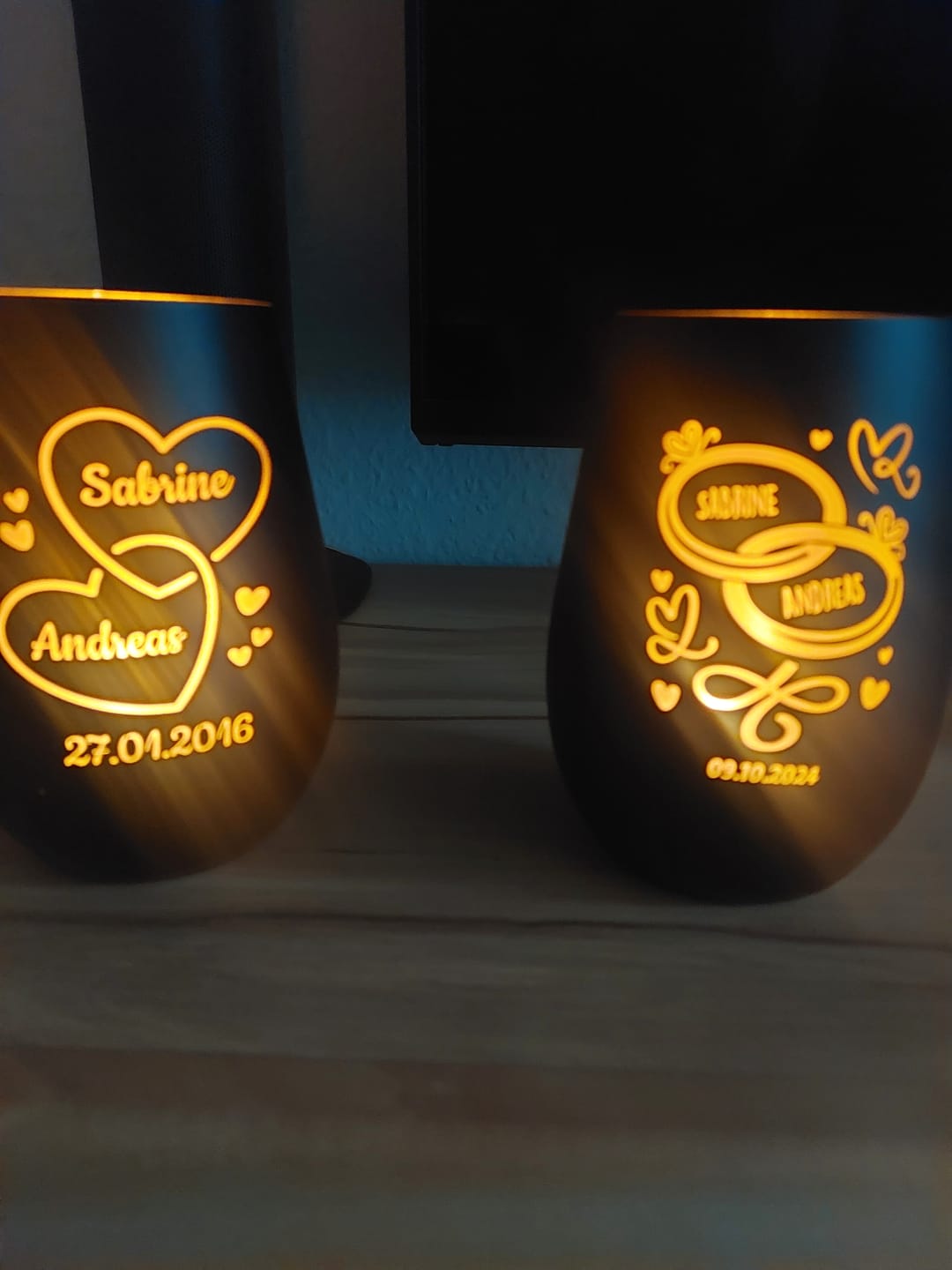 Customer photo review of Unsere Herzen - Paar-Windlicht
