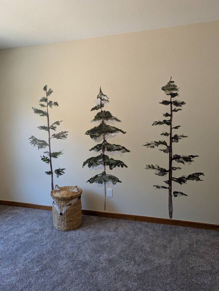 Customer photo review of Large Watercolor Pine Tree Removable Wall Decal