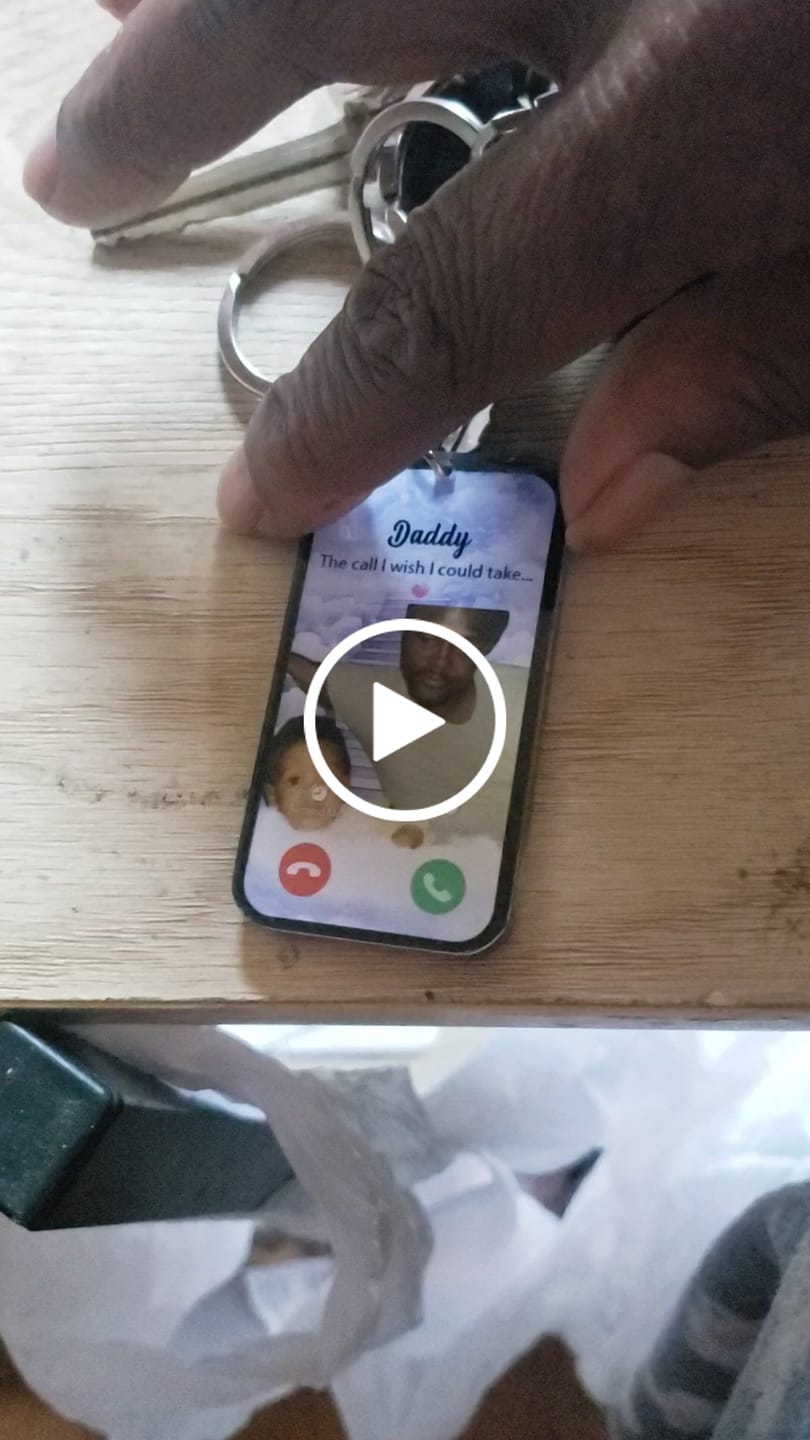 Customer video review of The Call I Wish Memorial Sympathy Gift - Photo Inserted Different On 2 Sides Personalized Keychain