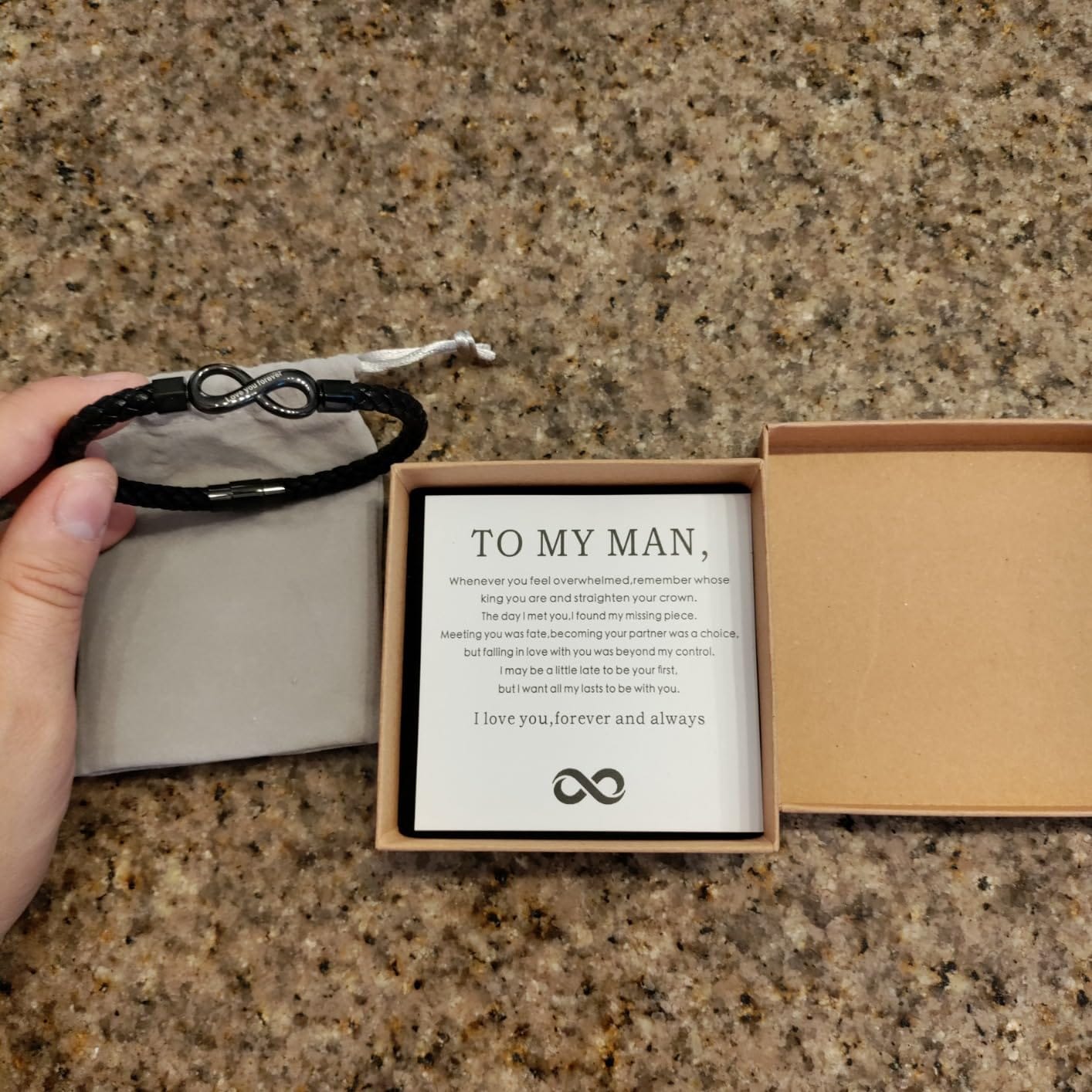 Customer photo review of "To My Man" Infinity Personalized Bracelet