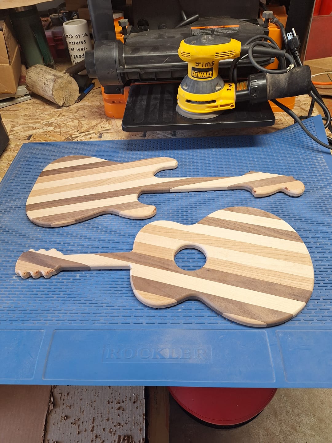 Customer photo review of 23.0x9.0" Stratocaster Guitar Serving Board Acrylic Router Template