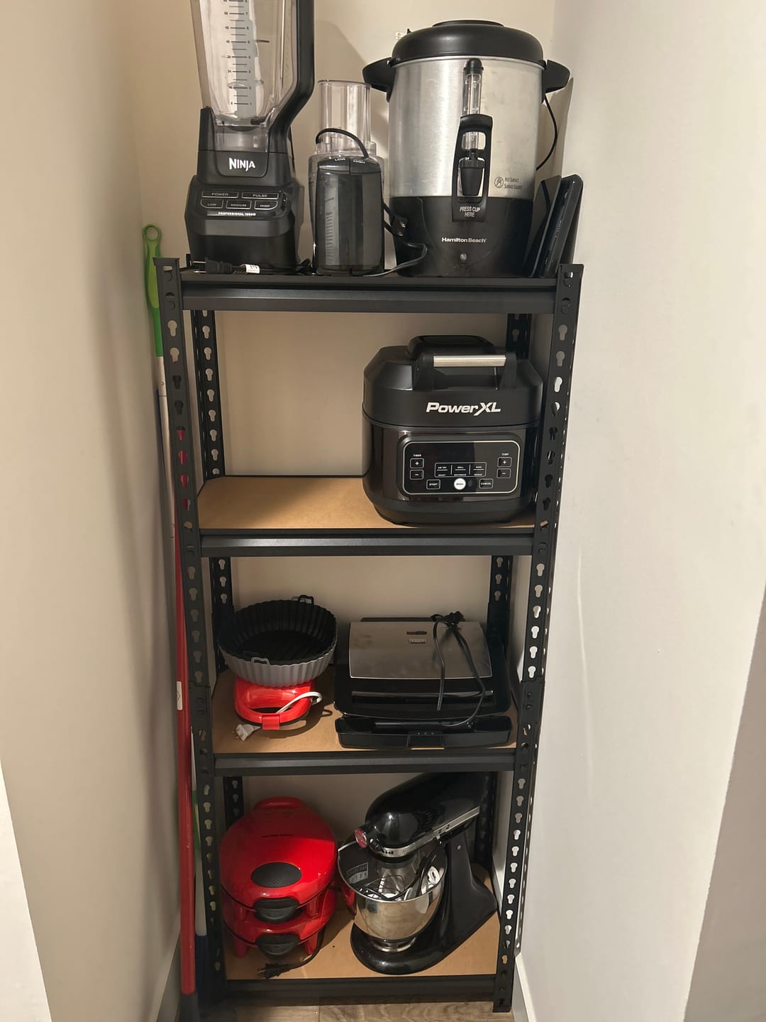 Customer photo review of REIBII 24''W Storage Shelves 1600lbs, 4-Tier Adjustable Metal Shelving, Sturdy Stoarge Rack for Garage Kitchen Basement